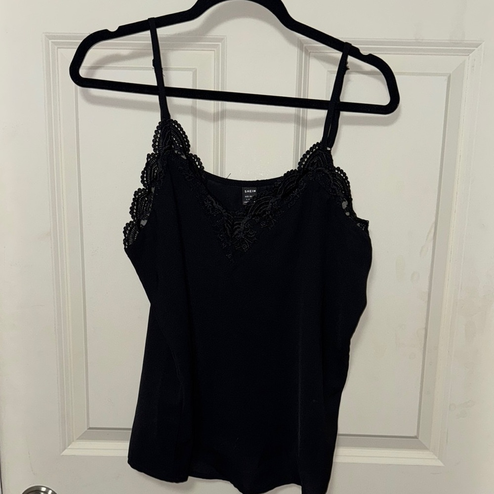 Women's Black Lace Trim Cami Top